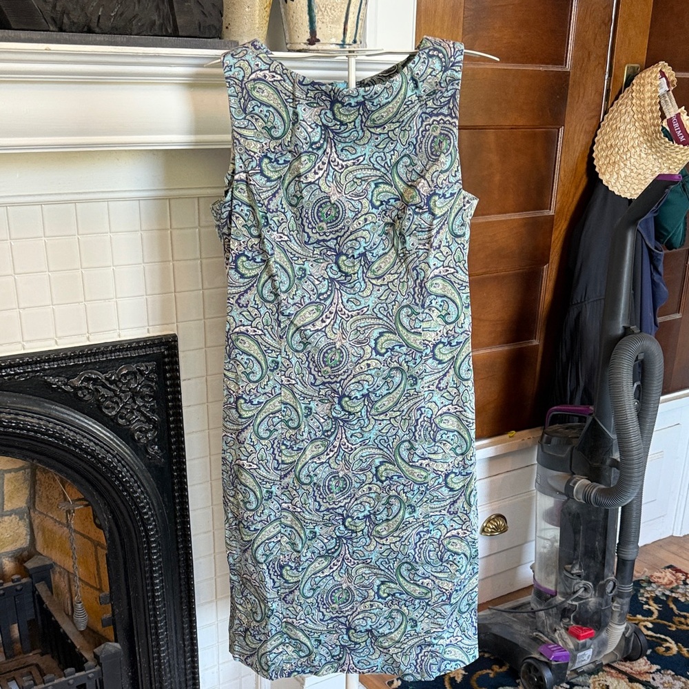 Talbots Blue and Green Paisley Midi Dress- worn about 2-3 x. 129 retail